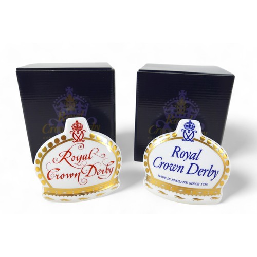 183 - Two boxed Royal Crown Derby name stands. (2)