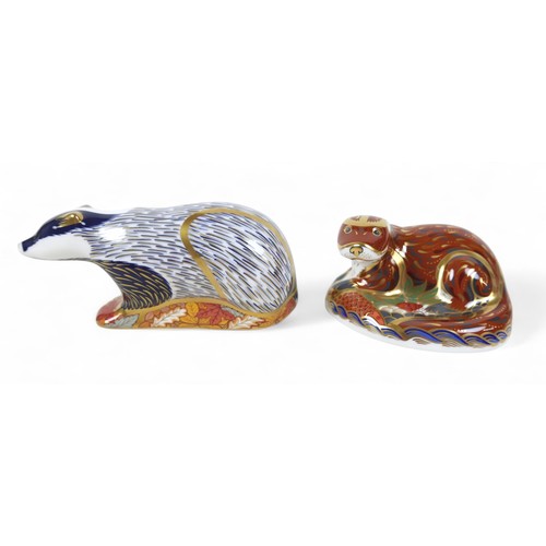 191 - Four Royal Crown Derby paperweights, fox, mouse, woodland badger and otter, three have boxes. (4)