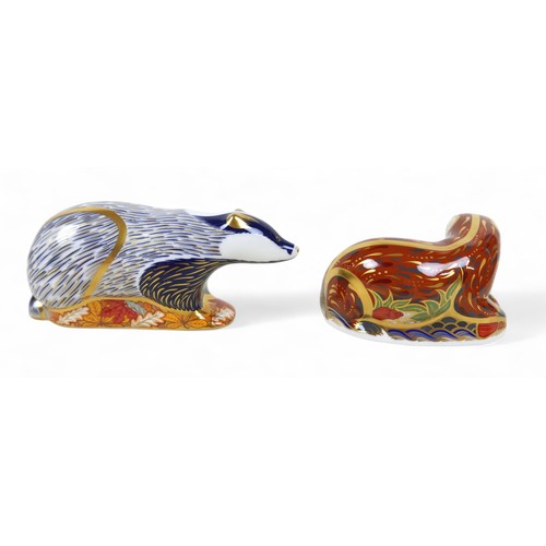 191 - Four Royal Crown Derby paperweights, fox, mouse, woodland badger and otter, three have boxes. (4)