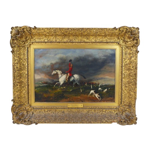 224 - After J F Herring Junior: 'Gone Away', depicting a huntsman on dappled grey mare, hounds on scent, b... 