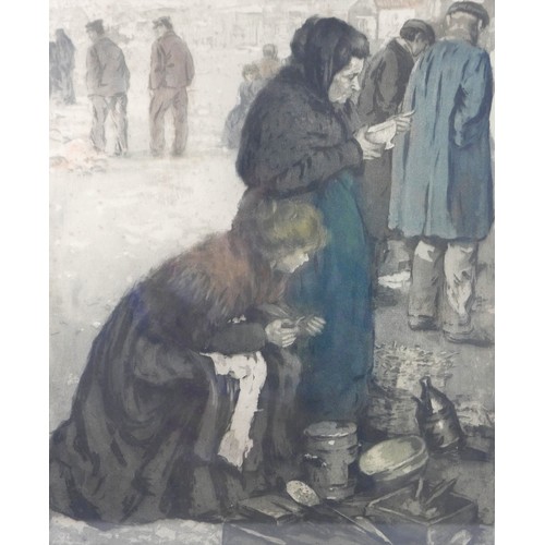 199 - Manuel Robbe (French, 1872-1936): 'Scene De Marche Aux Puces', 1908, etching with aquatint, signed i... 