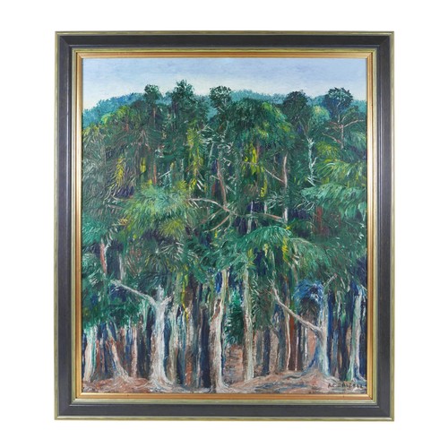 211 - A C Dalzell (British, 20th century): 'High Forest', oil on canvas, signed, 60 by 71cm, framed, 18 by... 