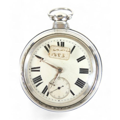 107 - Two silver-cased 19th century pocket watches; one a pair cased watch hallmarked London 1883, both in... 