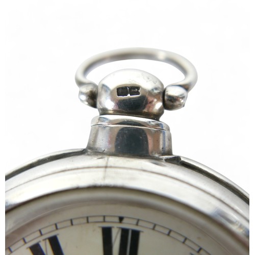 107 - Two silver-cased 19th century pocket watches; one a pair cased watch hallmarked London 1883, both in... 