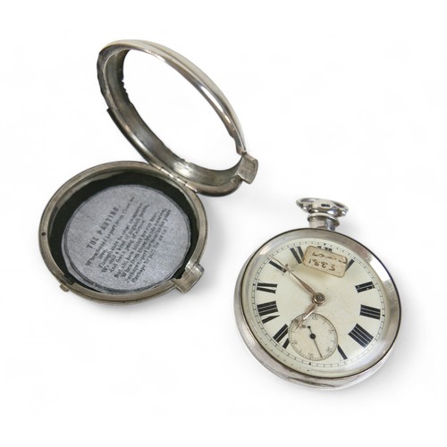 107 - Two silver-cased 19th century pocket watches; one a pair cased watch hallmarked London 1883, both in... 