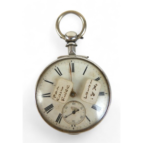 108 - Two silver-cased 19th century pocket watches; one pair-cased with subsidiary dial and Roman numerals... 