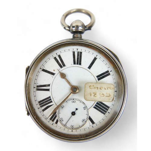 108 - Two silver-cased 19th century pocket watches; one pair-cased with subsidiary dial and Roman numerals... 