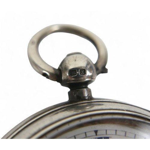 108 - Two silver-cased 19th century pocket watches; one pair-cased with subsidiary dial and Roman numerals... 