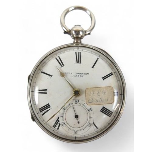 109 - Three silver-cased 19th century pocket watches; two with silvered dials and rose gold Roman numerals... 