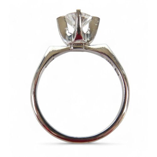 96 - An 18k white gold diamond solitaire ring, the brilliant cut stone approx. 0.7ct, in claw setting, si... 