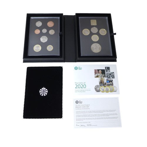 20 - Two Royal Mint proof coin sets, comprising 2019 and 2020 United Kingdom sets, both with presentation... 