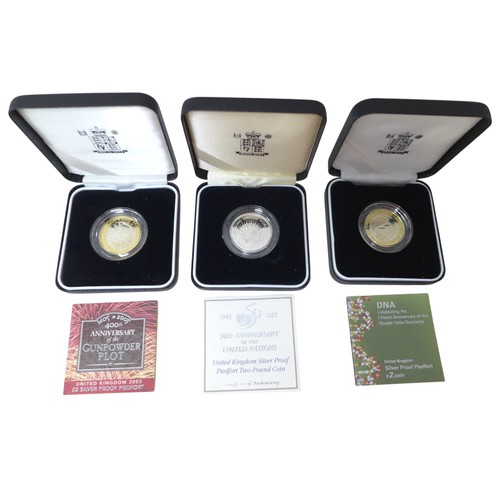 32 - Six Royal Mint Silver Proof Piedfort Two-Pound coins, comprising Anniversary of the Gunpowder Plot, ... 