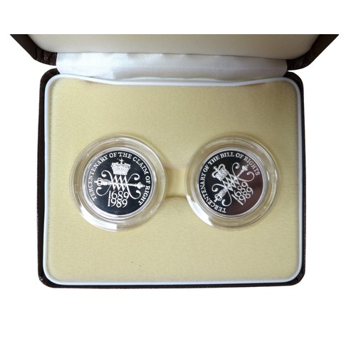 48 - Two Royal Mint Silver Proof Piedfort two-Pound two-coin sets, comprising 1989 set, together with a 1... 