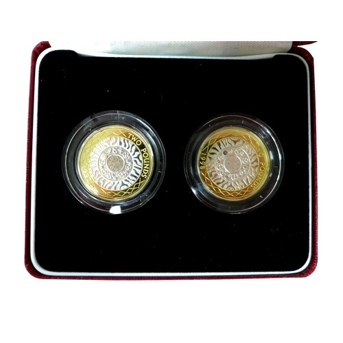 48 - Two Royal Mint Silver Proof Piedfort two-Pound two-coin sets, comprising 1989 set, together with a 1... 