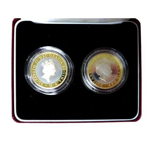 48 - Two Royal Mint Silver Proof Piedfort two-Pound two-coin sets, comprising 1989 set, together with a 1... 