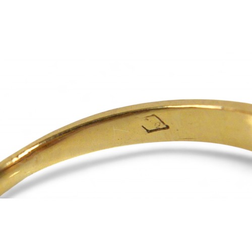 88 - An 18ct yellow gold nine stone diamond wishbone ring, size P, weight 2.3g.