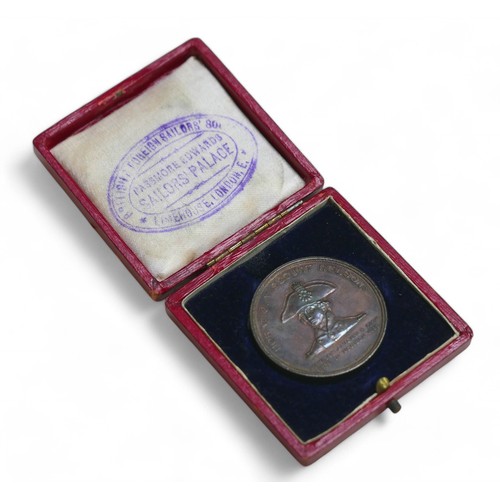 52 - Medal commemorating the wreck of HMS 'Foudroyant' dated 1897, obverse with portrait of Nelson, rever... 