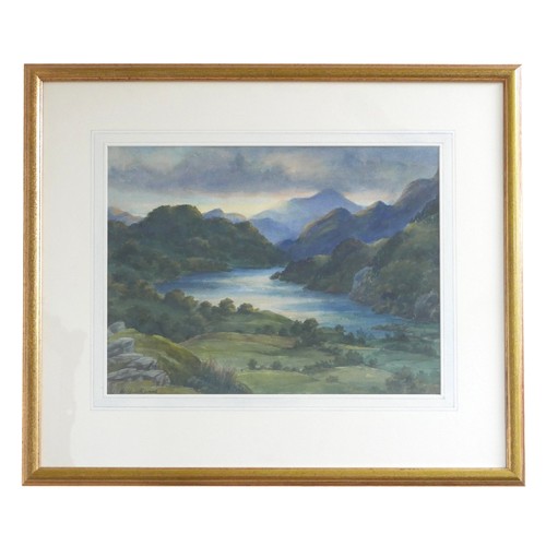 207 - Wilfrid Rene Wood (British, 1888-1976): 'Llyn Gwynant, North Wales' watercolour, signed, 33 by 44cm,... 