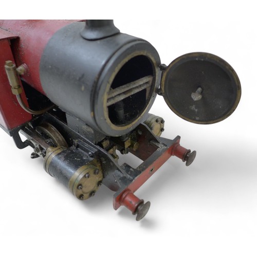 167 - A scratch built steam driven 0-6-0 tank locomotive, 6cm gauge, 46 by 14 by 17cm high. Has not been t... 