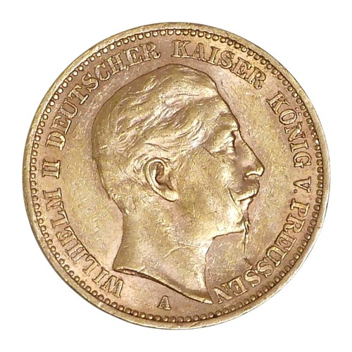 3 - A Wilhelm II 20 mark gold coin, 1892, with obverse legend 'Wilhelm II Deutscher Kaiser Konig V. Preu... 