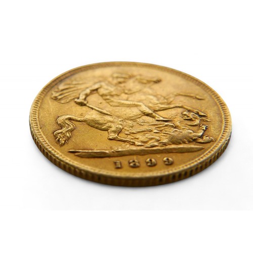 91 - A Victoria Old Veiled Head gold half sovereign, 1899.