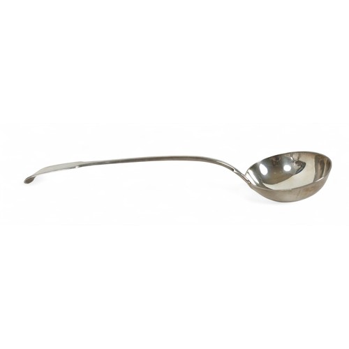 22 - A George III fiddle pattern silver ladle, Mary Chawner, London, 1795/96, 34cm long, 237.6g/7.6toz.