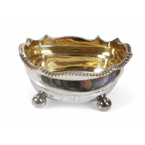 17 - A pair of George III silver salts with gilt interiors, London 1789, 9 by 7 by 5cm high, 171.2g/5.5 t... 