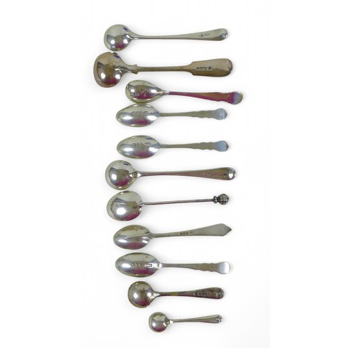 2 - A collection of Georgian and later silver flatware, mainly spoons, total weight 1404.4g/45toz. (1 ba... 