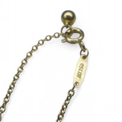 67 - A Tiffany & co 18ct gold Hardware Ball necklace, with thin chain and golden ball pendant, marked Au ... 