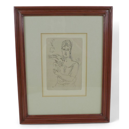 173 - After Pierre Bonnard (1867-1947), Lady with a dove, etching on paper, signed with monogram in the pl... 