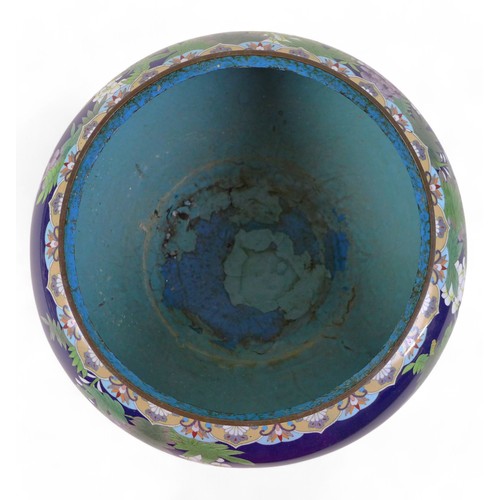 115 - A large 20th century cloisonné centre piece, 30cm diameter by 20cm high.