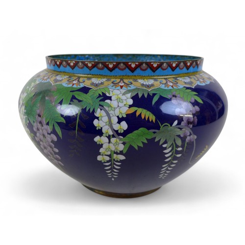 115 - A large 20th century cloisonné centre piece, 30cm diameter by 20cm high.