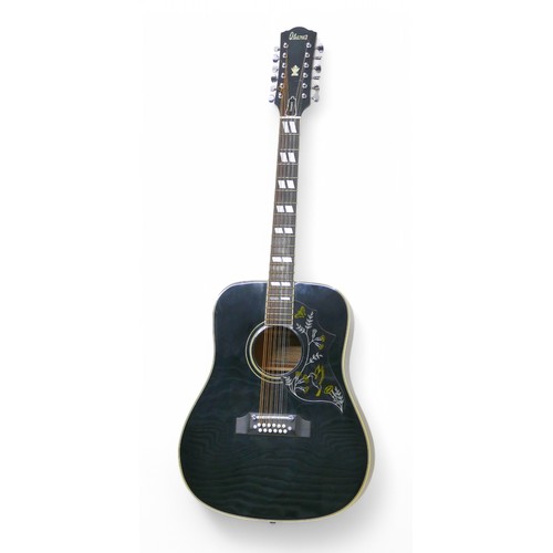 120 - An Ibanez Concord 12-string acoustic guitar, Model No. 684.12BK, with hard case.