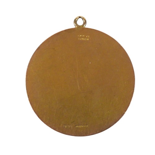 54 - A 9ct yellow gold pendant, of circular form cast in relief with the zodiac sign of Scorpio, by P. Vi... 