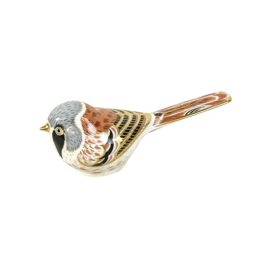 108 - A Royal Crown Derby paperweight, modelled as a Bearded Tit, MMXVII, 13cm long, boxed, together with ... 