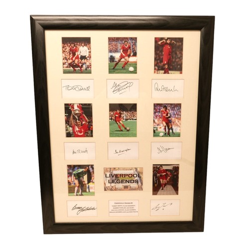 130 - Four sporting signed photographic prints including Pele, Bobby Moore, Dennis Law and Bobby Charlton,... 