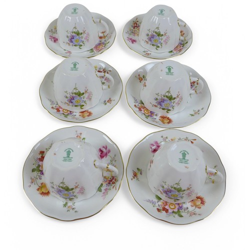 109 - A Royal Crown Derby six setting tea set, decorated in the 'Derby Posies' pattern, in presentation bo... 