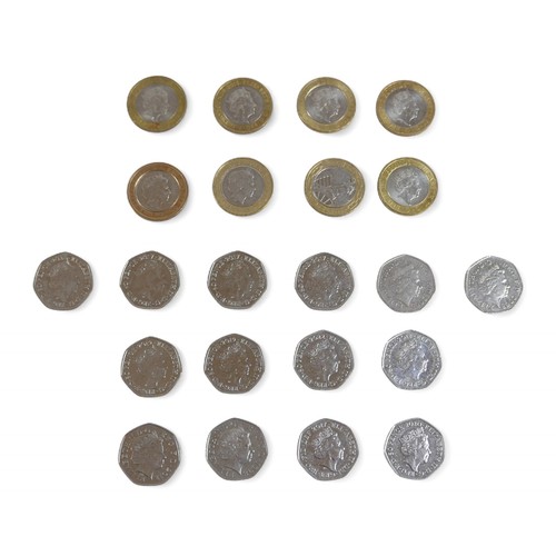 86 - A collection of £2 and 50p coins, to include a 2006 Brunel £2 coin with minting error (two pounds wo... 