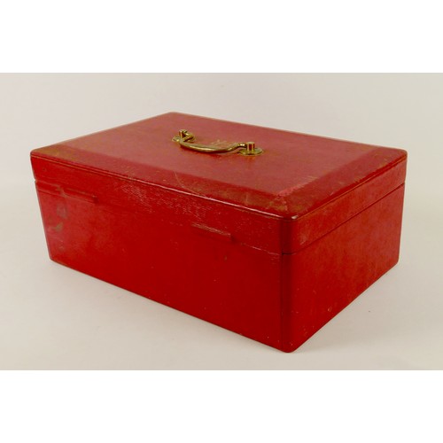 151 - An Elizabeth II red Morocco leather British government dispatch box with gilt embossed ERII cipher t... 