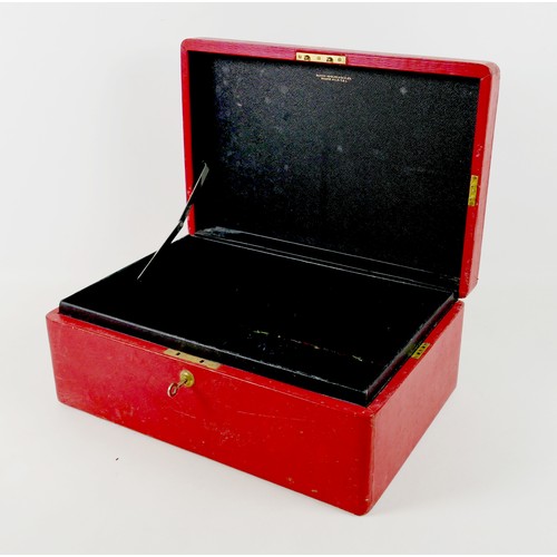 151 - An Elizabeth II red Morocco leather British government dispatch box with gilt embossed ERII cipher t... 