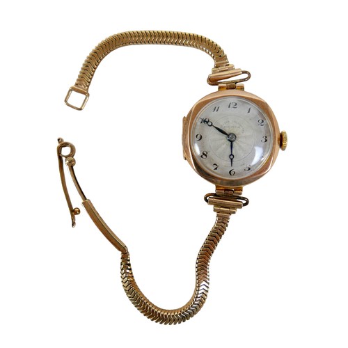 113 - Four gold ladies watches, three 9ct yellow gold one of which has a plated strap the others being 9ct... 