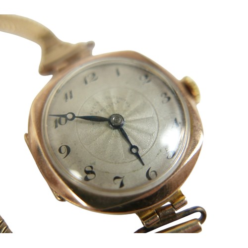 113 - Four gold ladies watches, three 9ct yellow gold one of which has a plated strap the others being 9ct... 