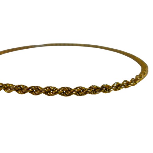 95 - A 9ct yellow gold rope twist necklace, 43cm long by 3.6mm, 12.0g.