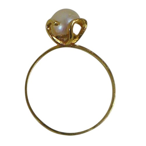 68 - Three yellow gold rings, an 18ct pearl ring size O 1.6g, and two 9ct gold rings size K, total weight... 