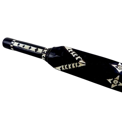 190 - A mother of pearl inlaid ebony ceremonial dagger, possibly south sea islands, 4 by 3 by 37cm long.