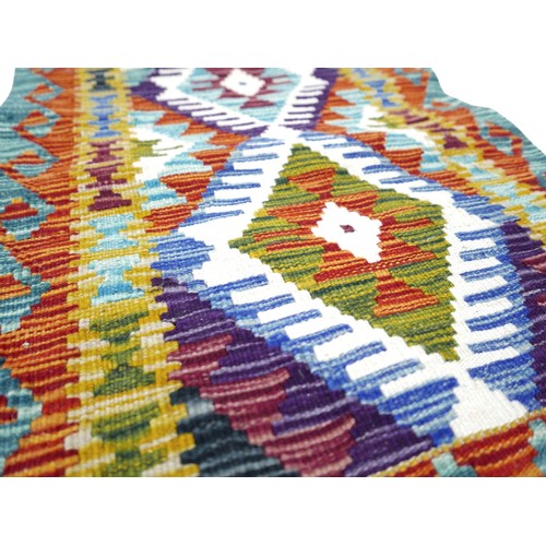 294 - Chobi Kilim runner hand knotted woolen rug, 143 by 55cm.