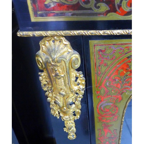 334 - A pair of 19th century gilt metal mounted Boulle and ebonised pier display cabinets, circa 1870, wit... 