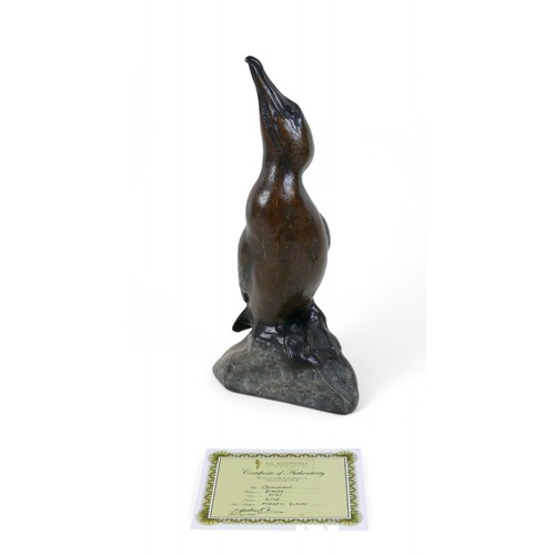 169 - Andrew Glasby (British, b. 1970): a limited edition a half sized bronze sculpture of Cormorant, 17 b... 