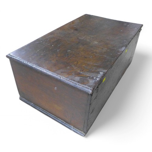 223 - An 18th century oak bible box, 58 by 34 by 23cm high.