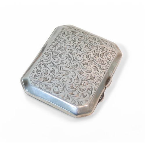 6 - A silver cigarette case, with monogram to its lid possibly 'JDB', parcel gilt interior, 7 by 9 by 1.... 